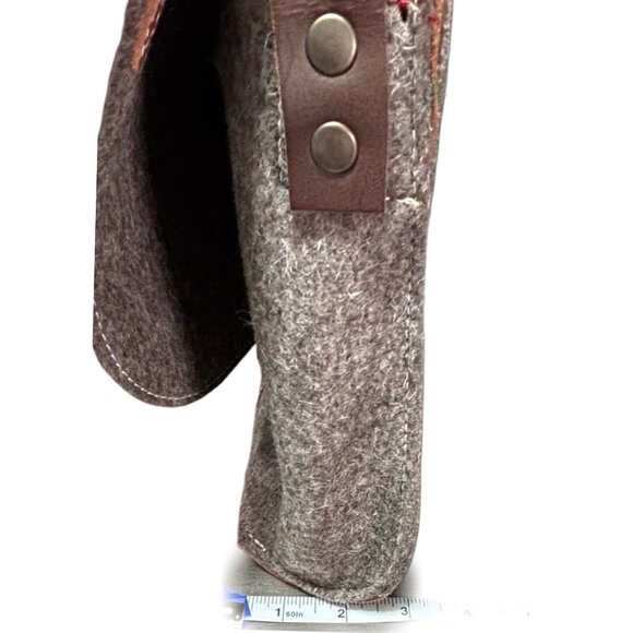 Wool & Leather Shoulder Messenger Bag With Adjustable Strap - Picture 7 of 7